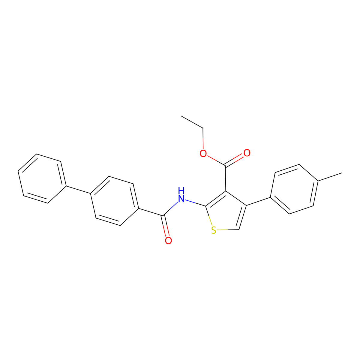 Ethyl 4-(4-methylphenyl)-2-[(4-phenylbenzoyl)amino]thiophene-3-carboxylate molecular structure, CAS 332017-45-5