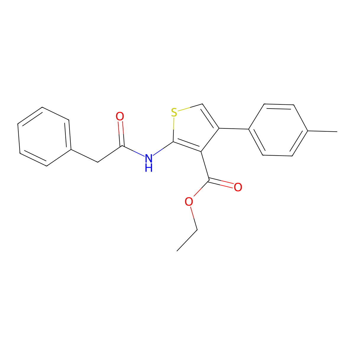 Ethyl 4-(4-methylphenyl)-2-[(2-phenylacetyl)amino]thiophene-3-carboxylate molecular structure, CAS 332017-48-8