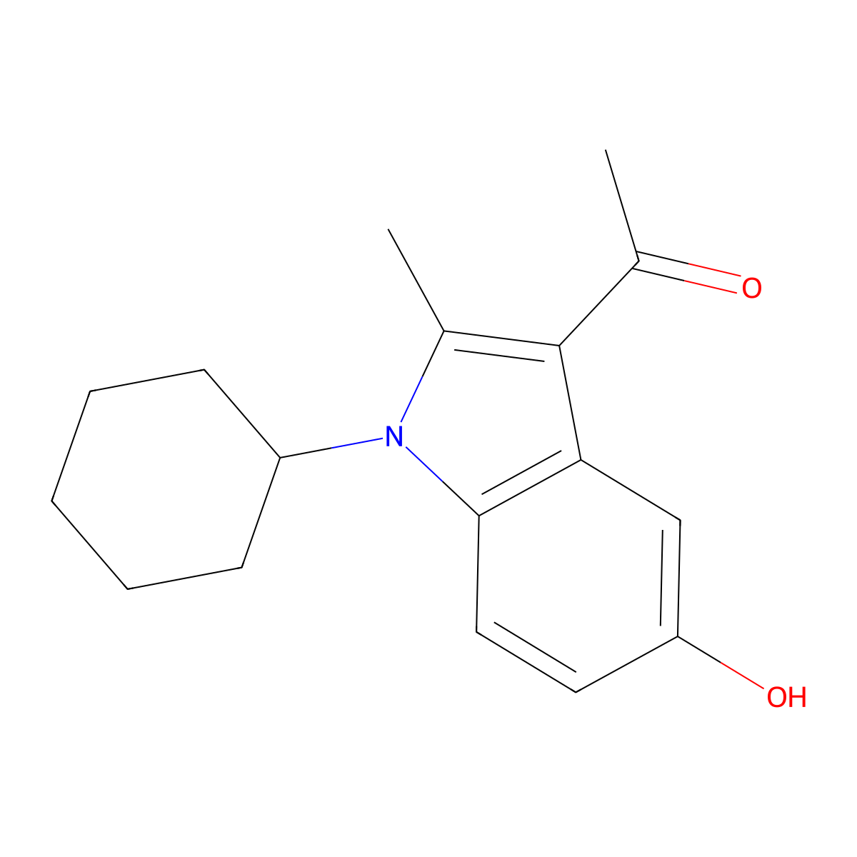 1-(1-cyclohexyl-5-hydroxy-2-methyl-1H-indol-3-yl)ethanone molecular structure, CAS 332017-51-3