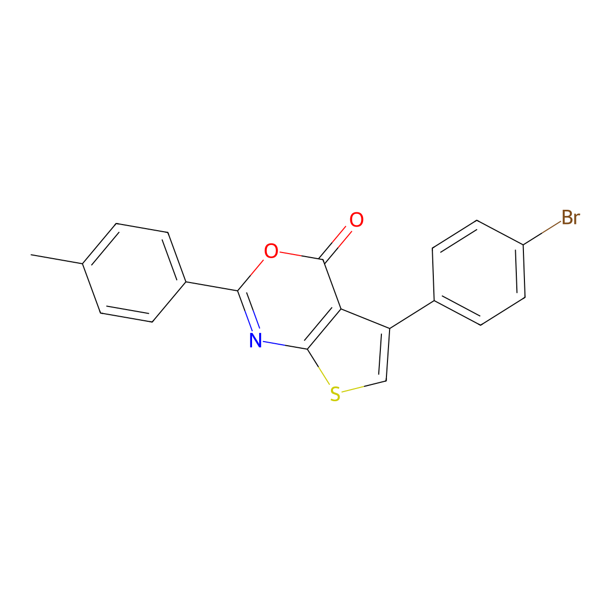 5-(4-Bromophenyl)-2-(4-methylphenyl)thieno[2,3-d][1,3]oxazin-4-one molecular structure, CAS 332017-56-8