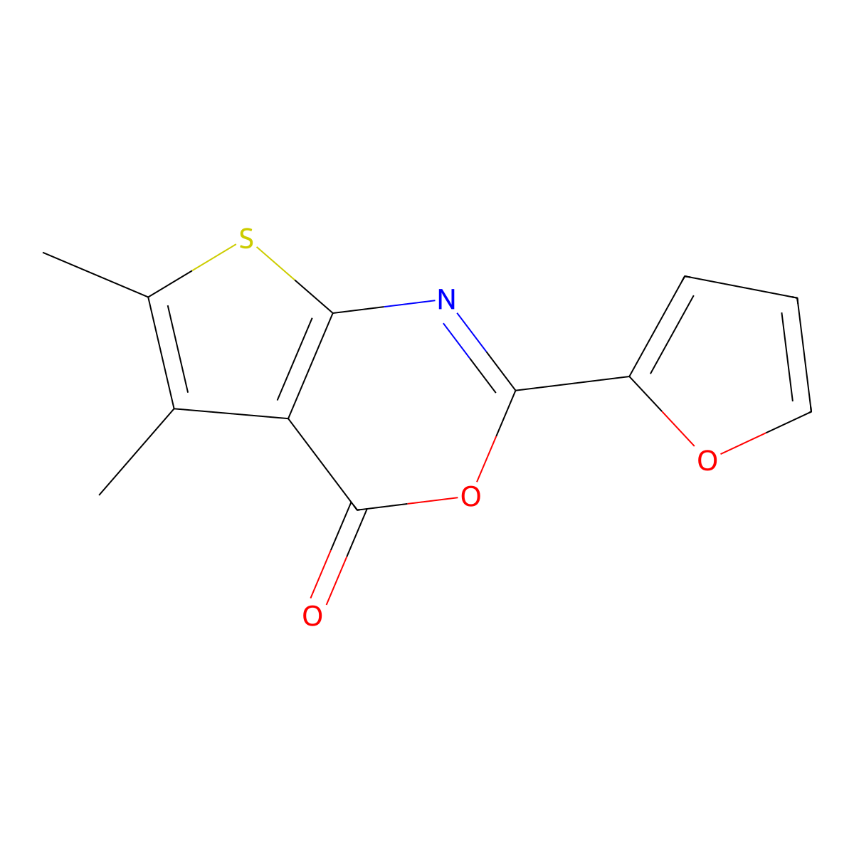 2-(Furan-2-yl)-5,6-dimethylthieno[2,3-d][1,3]oxazin-4-one molecular structure, CAS 332017-57-9