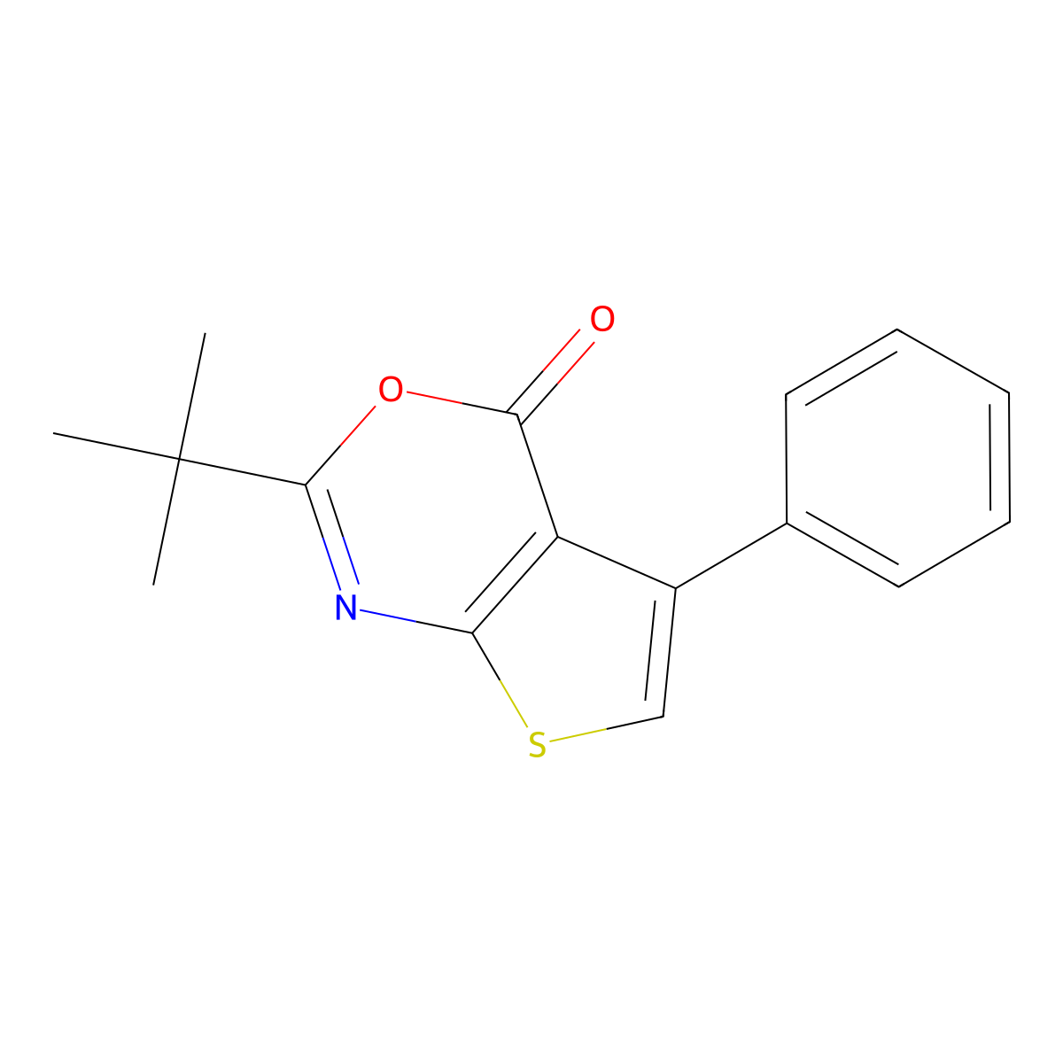 2-Tert-butyl-5-phenylthieno[2,3-d][1,3]oxazin-4-one molecular structure, CAS 332017-58-0