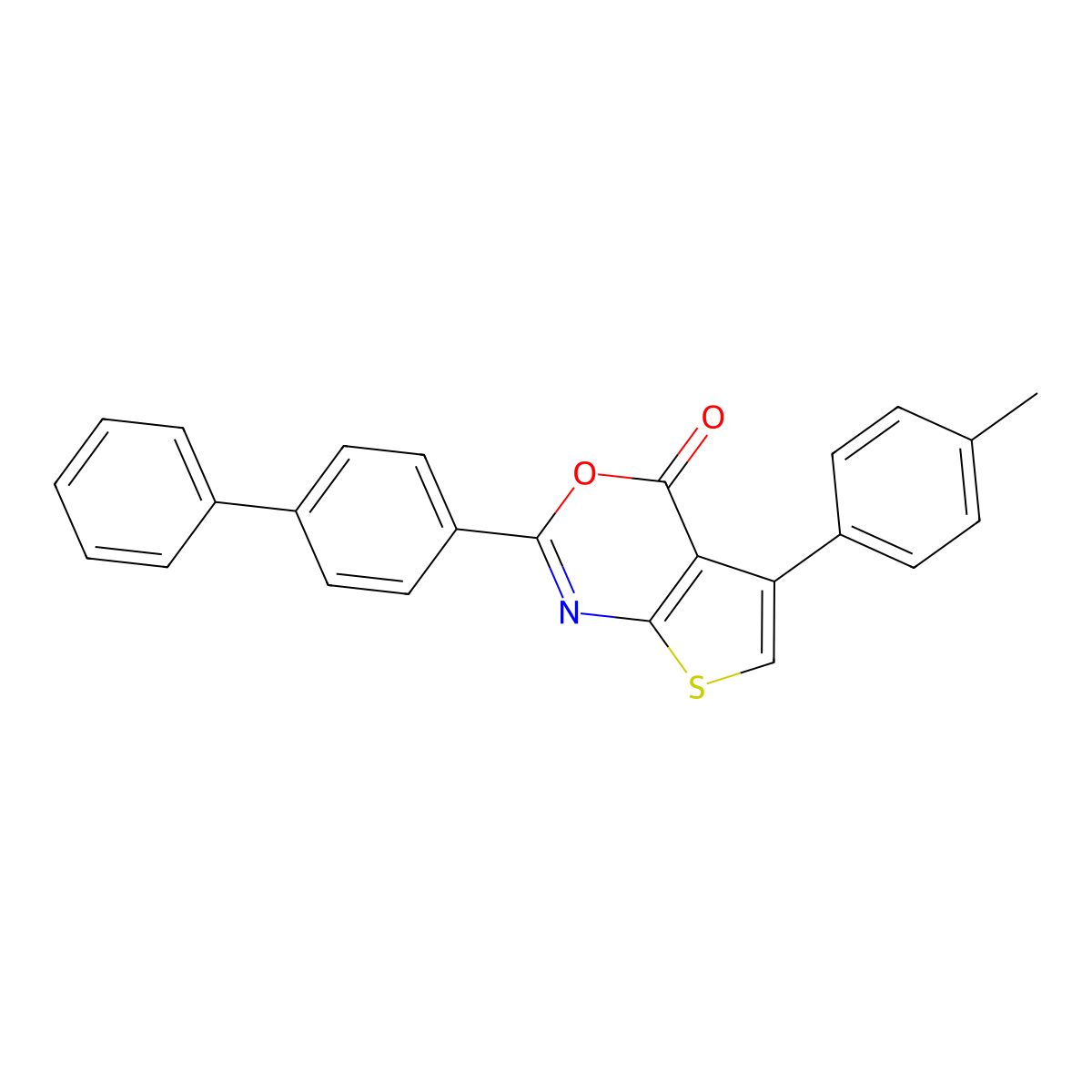 5-(4-Methylphenyl)-2-(4-phenylphenyl)thieno[2,3-d][1,3]oxazin-4-one molecular structure, CAS 332017-60-4