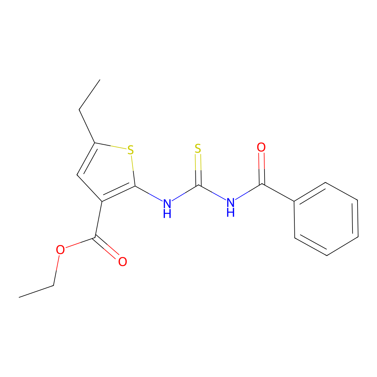 Ethyl 2-(benzoylcarbamothioylamino)-5-ethylthiophene-3-carboxylate molecular structure, CAS 332017-62-6