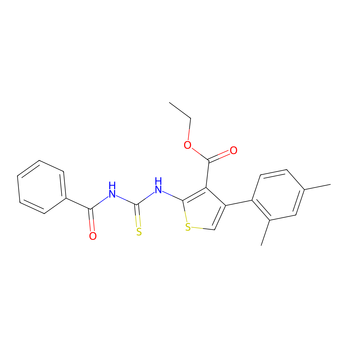 Ethyl 2-(3-benzoylthioureido)-4-(2,4-dimethylphenyl)thiophene-3-carboxylate molecular structure, CAS 332017-63-7