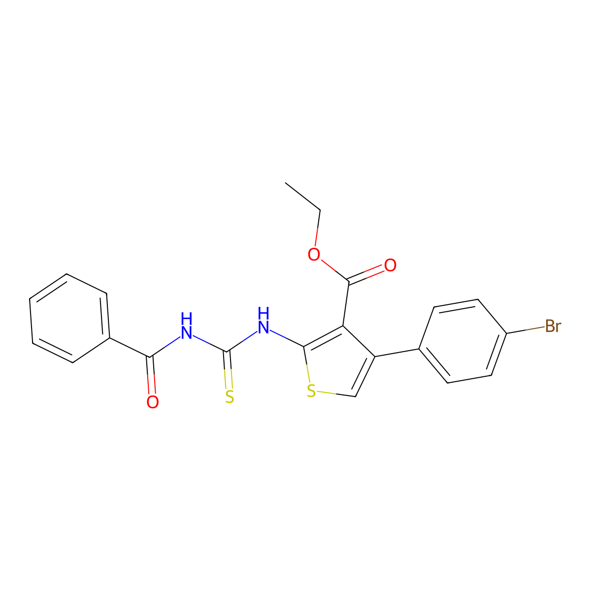Ethyl 2-(3-benzoylthioureido)-4-(4-bromophenyl)thiophene-3-carboxylate molecular structure, CAS 332017-65-9