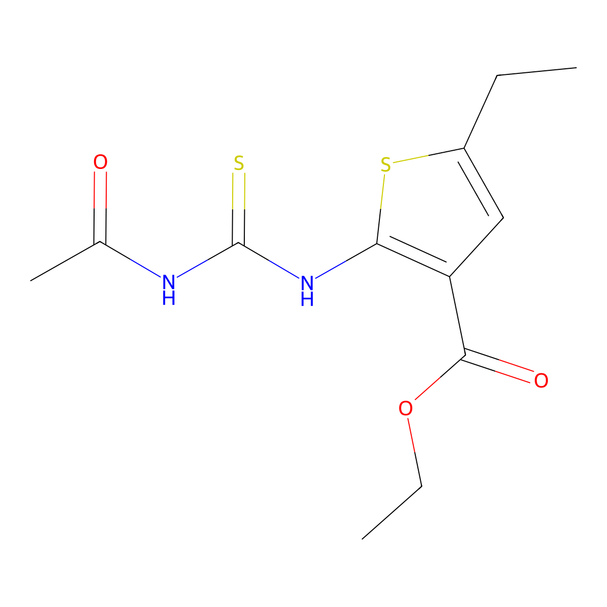 2-[[Acetamido(sulfanylidene)methyl]amino]-5-ethyl-3-thiophenecarboxylic acid ethyl ester molecular structure, CAS 332017-66-0