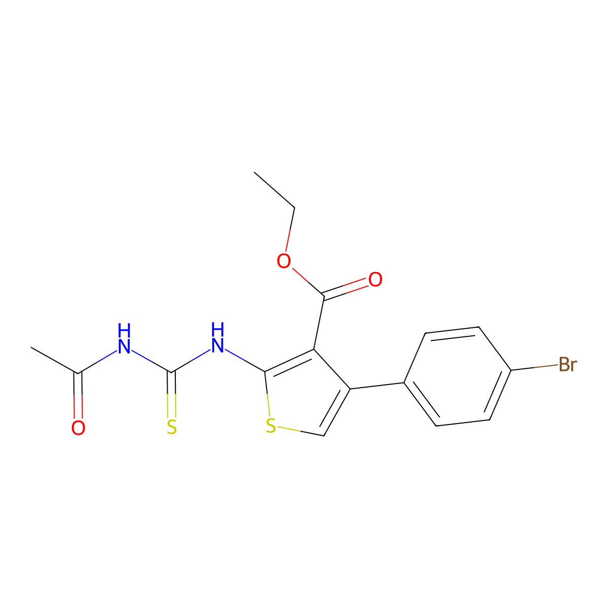 Ethyl 2-(acetylcarbamothioylamino)-4-(4-bromophenyl)thiophene-3-carboxylate molecular structure, CAS 332017-69-3