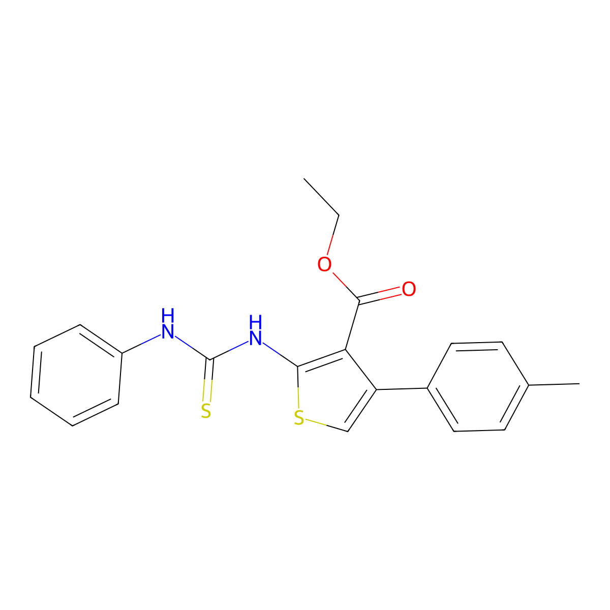 Ethyl 4-(4-methylphenyl)-2-(phenylcarbamothioylamino)thiophene-3-carboxylate molecular structure, CAS 332017-71-7