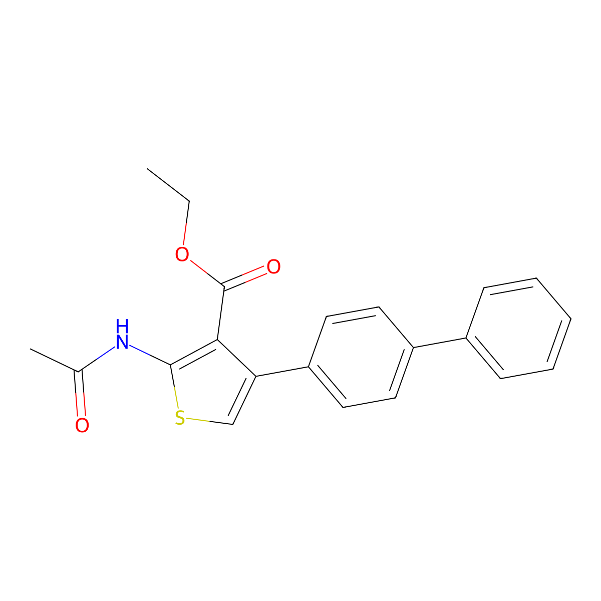 Ethyl 2-(acetylamino)-4-[1,1'-biphenyl]-4-yl-3-thiophenecarboxylate molecular structure, CAS 332017-73-9