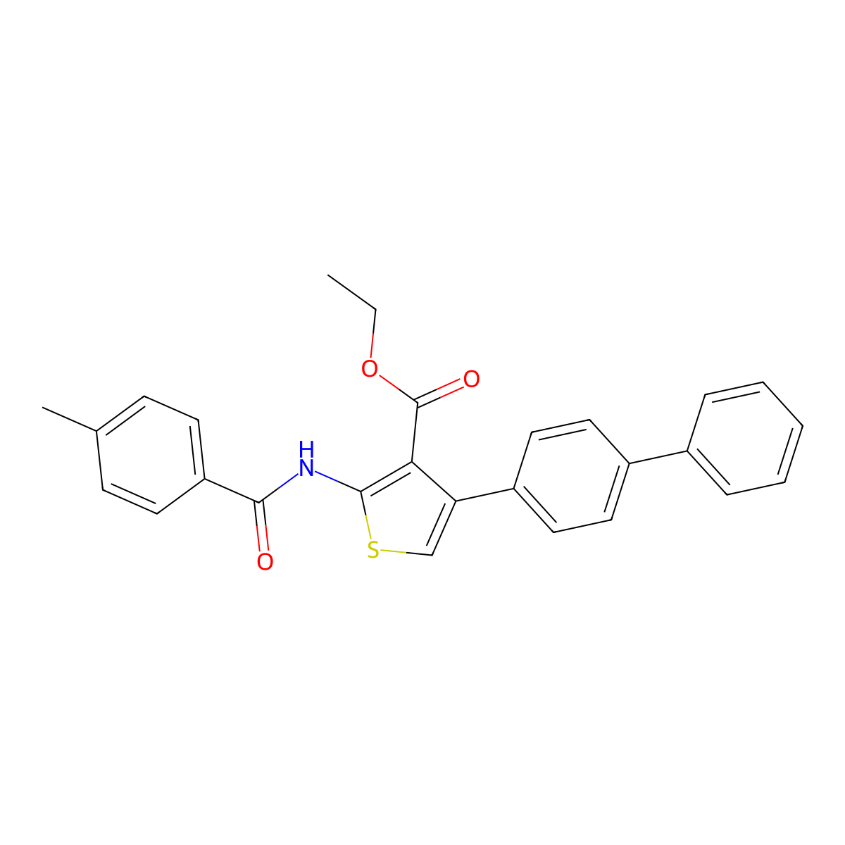 Ethyl 2-[(4-methylbenzoyl)amino]-4-(4-phenylphenyl)thiophene-3-carboxylate molecular structure, CAS 332017-74-0