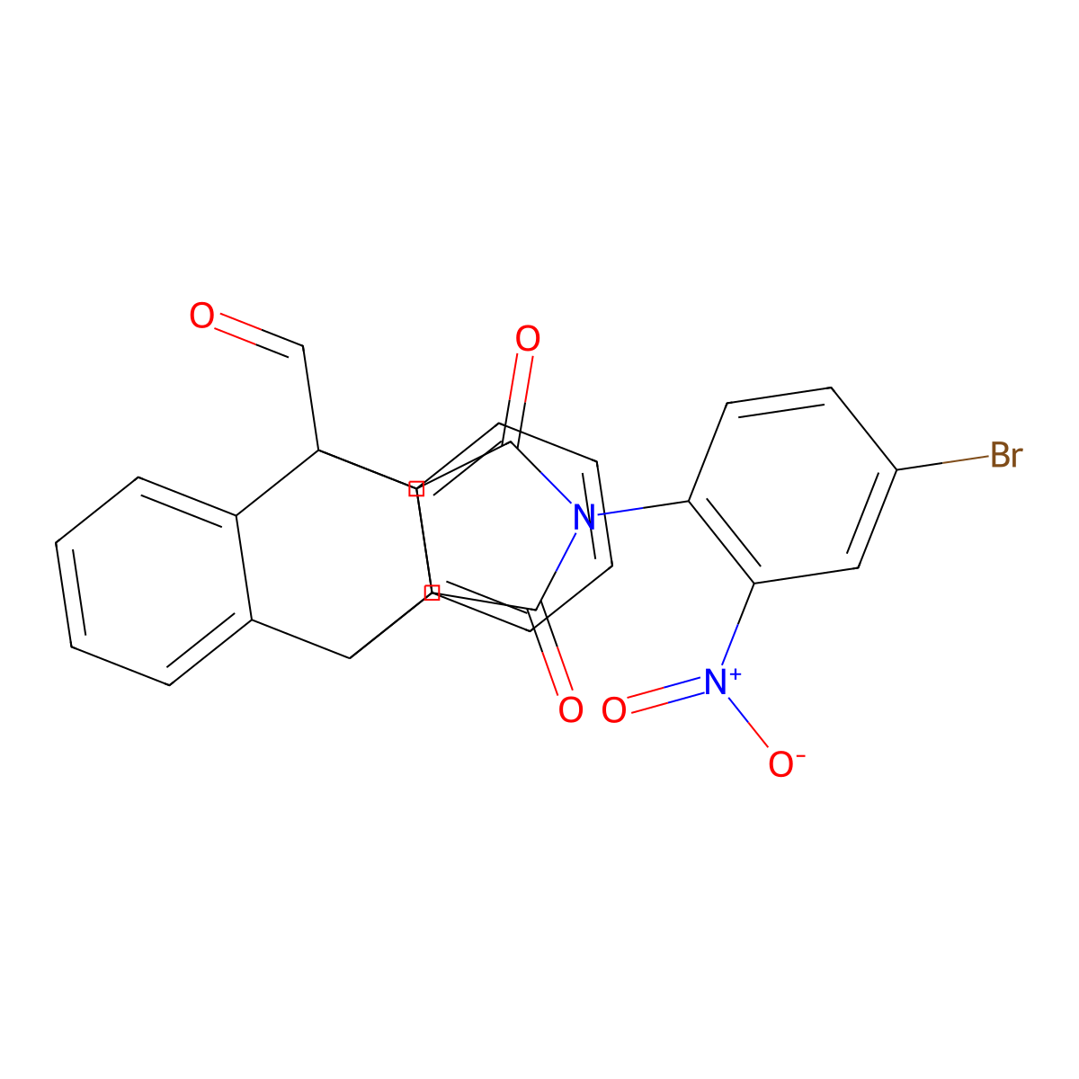17-(4-Bromo-2-nitrophenyl)-16,18-dioxo-17-azapentacyclo[6.6.5.0~2,7~.0~9,14~.0~15,19~]nonadeca-2,4,6,9,11,13-hexaene-1-carbaldehyde (non-preferred name) molecular structure, CAS 332018-10-7
