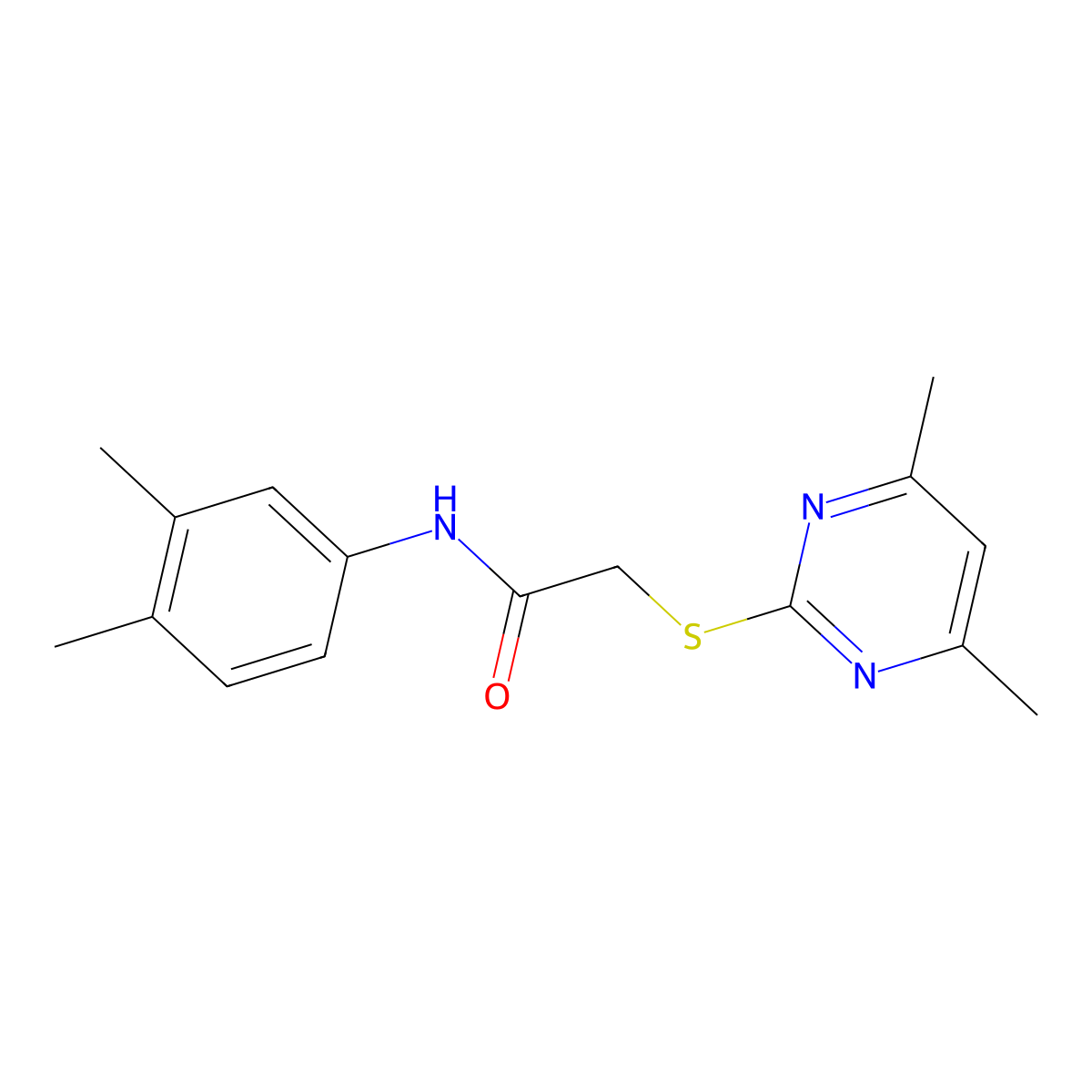 N-(3,4-dimethylphenyl)-2-[(4,6-dimethyl-2-pyrimidinyl)sulfanyl]acetamide molecular structure, CAS 332018-41-4