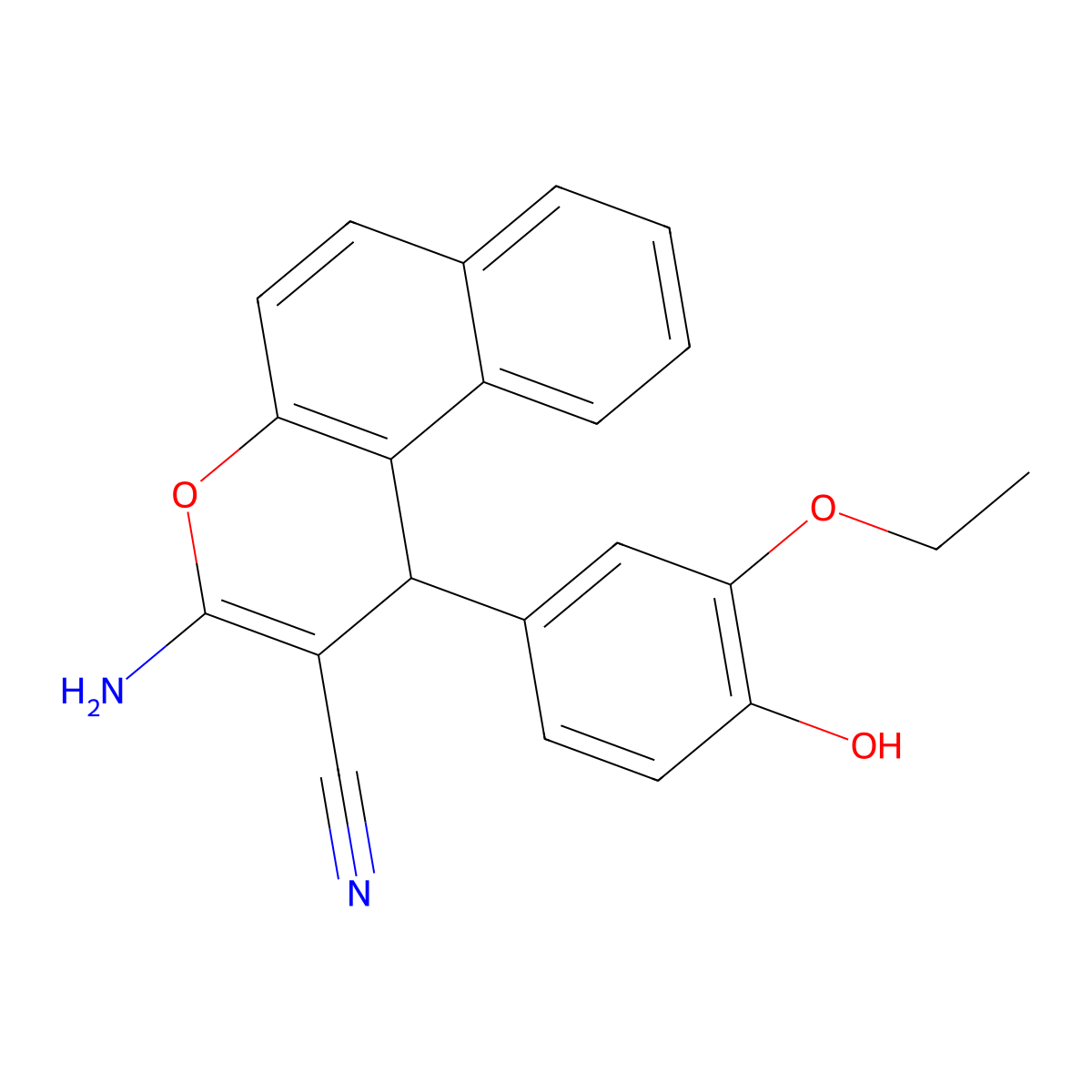 3-amino-1-(3-ethoxy-4-hydroxyphenyl)-1H-benzo[f]chromene-2-carbonitrile molecular structure, CAS 332018-61-8