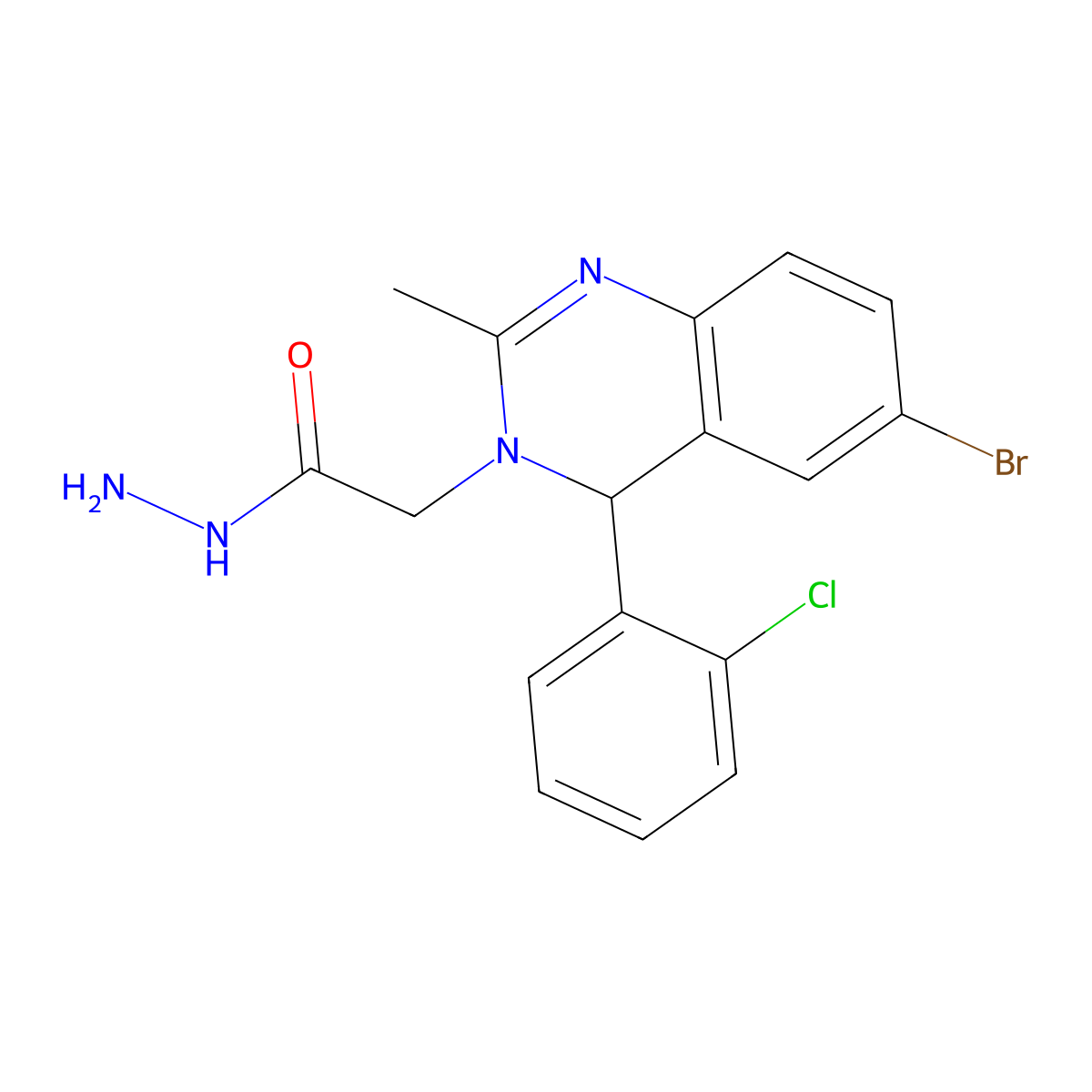 2-[6-bromo-4-(2-chlorophenyl)-2-methyl-4H-quinazolin-3-yl]acetohydrazide molecular structure, CAS 332018-94-7
