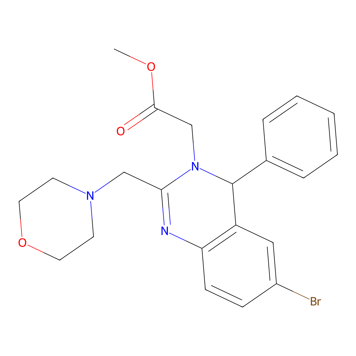 methyl [6-bromo-2-(morpholin-4-ylmethyl)-4-phenylquinazolin-3(4H)-yl]acetate molecular structure, CAS 332018-95-8
