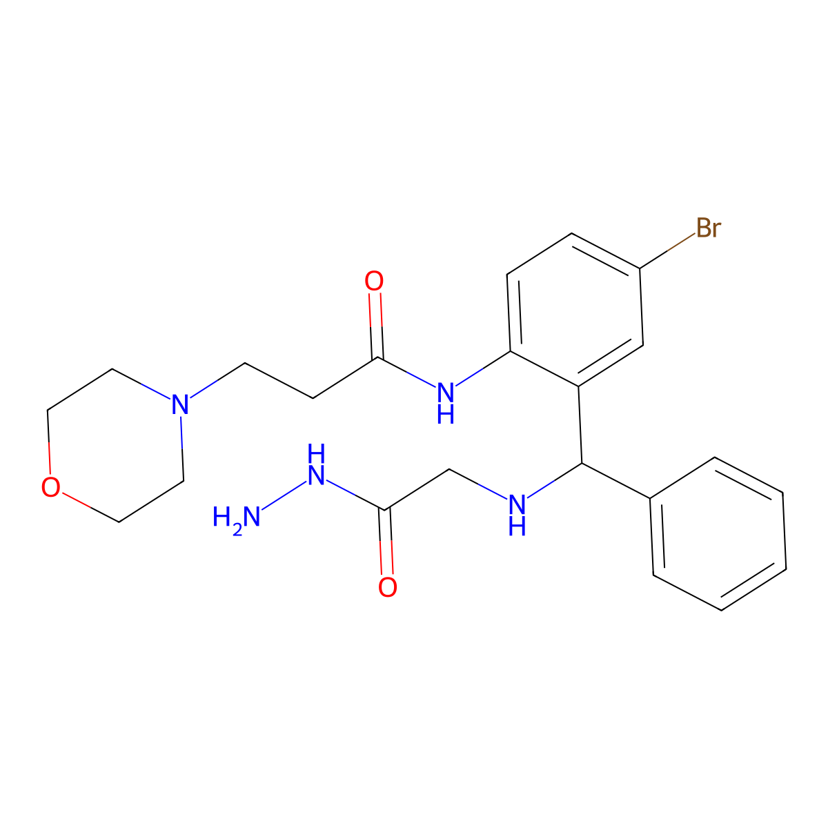 N-[4-bromo-2-[[(2-hydrazinyl-2-oxoethyl)amino]-phenylmethyl]phenyl]-3-(4-morpholinyl)propanamide molecular structure, CAS 332018-97-0