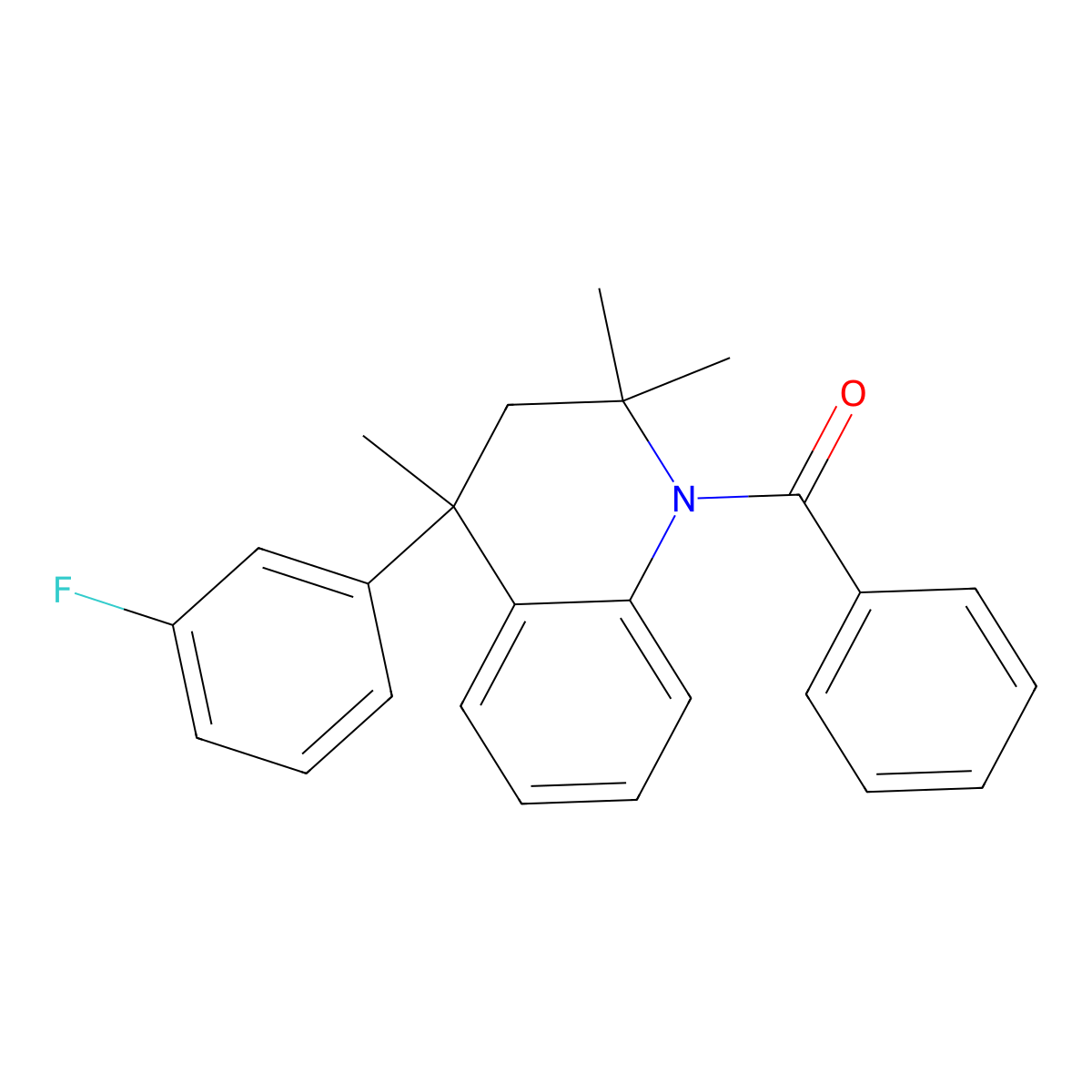 1-Benzoyl-4-(3-fluorophenyl)-2,2,4-trimethyl-1,2,3,4-tetrahydroquinoline molecular structure, CAS 332019-22-4