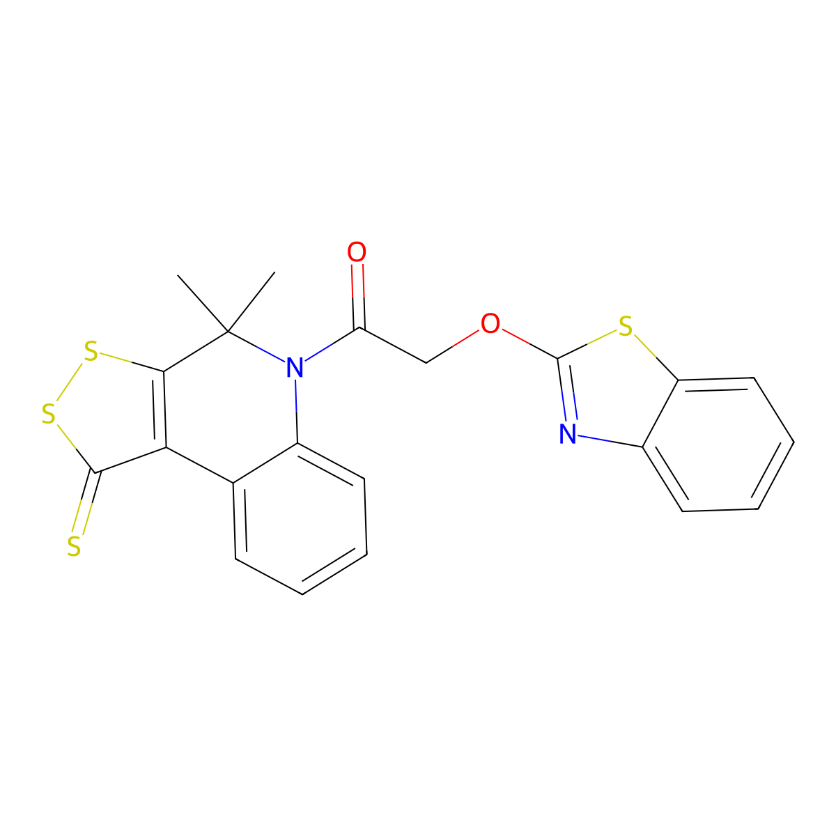 2-(1,3-Benzothiazol-2-yloxy)-1-(4,4-dimethyl-1-sulfanylidenedithiolo[3,4-c]quinolin-5-yl)ethanone molecular structure, CAS 332019-47-3