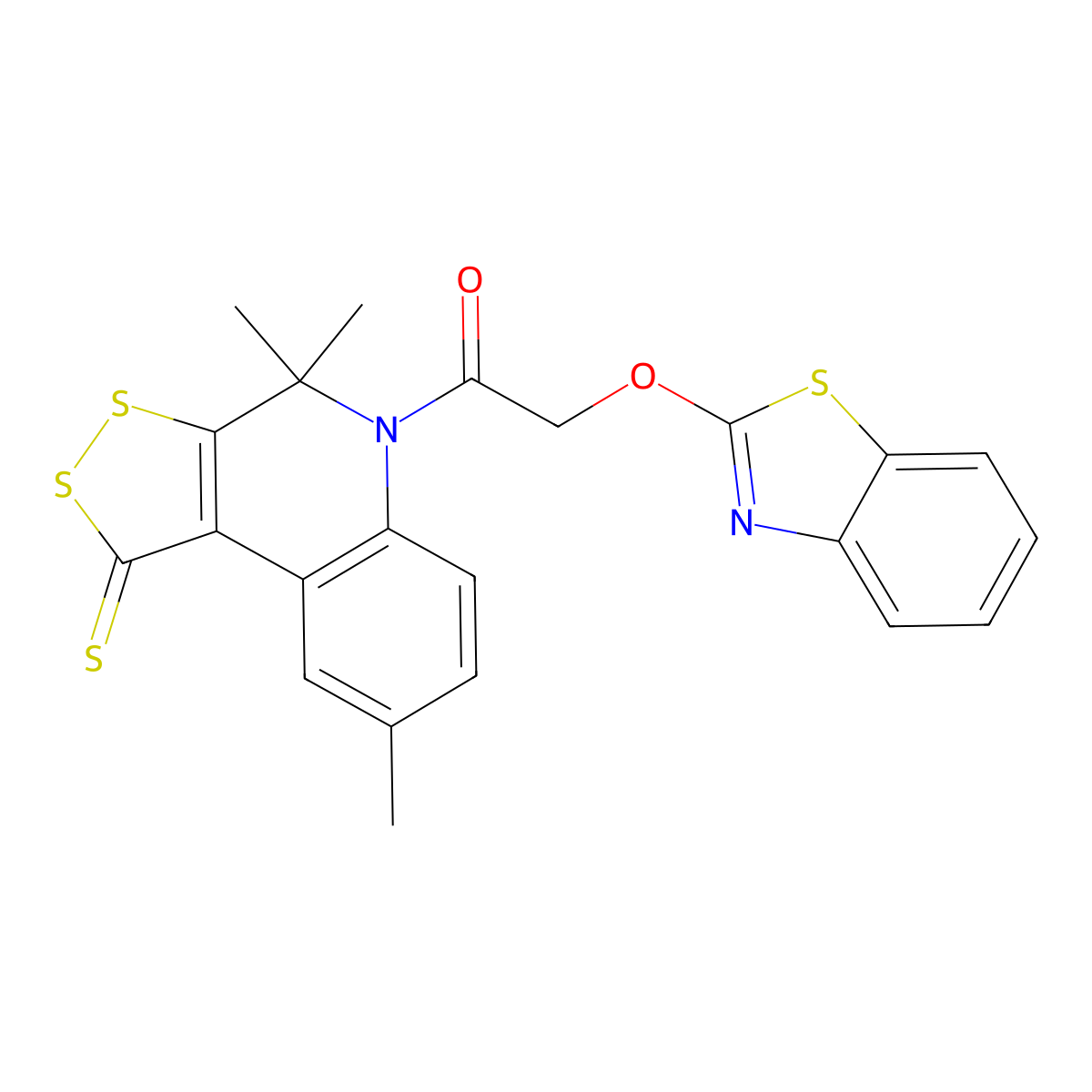 2-(1,3-Benzothiazol-2-yloxy)-1-(4,4,8-trimethyl-1-sulfanylidenedithiolo[3,4-c]quinolin-5-yl)ethanone molecular structure, CAS 332019-48-4