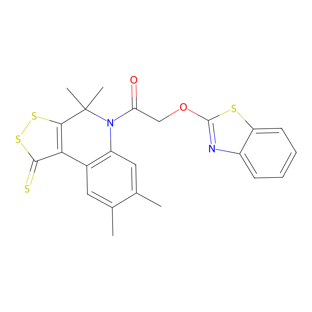 2-(1,3-Benzothiazol-2-yloxy)-1-(4,4,7,8-tetramethyl-1-sulfanylidenedithiolo[3,4-c]quinolin-5-yl)ethanone molecular structure, CAS 332019-50-8