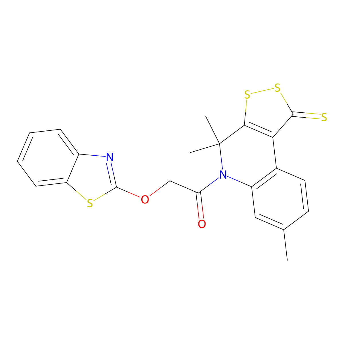 2-(1,3-Benzothiazol-2-yloxy)-1-(4,4,7-trimethyl-1-sulfanylidenedithiolo[3,4-c]quinolin-5-yl)ethanone molecular structure, CAS 332019-51-9