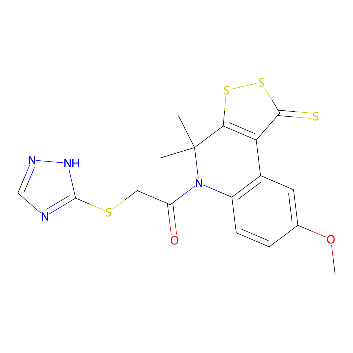 8-methoxy-4,4-dimethyl-5-[(4H-1,2,4-triazol-3-ylthio)acetyl]-4,5-dihydro-1H-[1,2]dithiolo[3,4-c]quinoline-1-thione molecular structure, CAS 332019-57-5