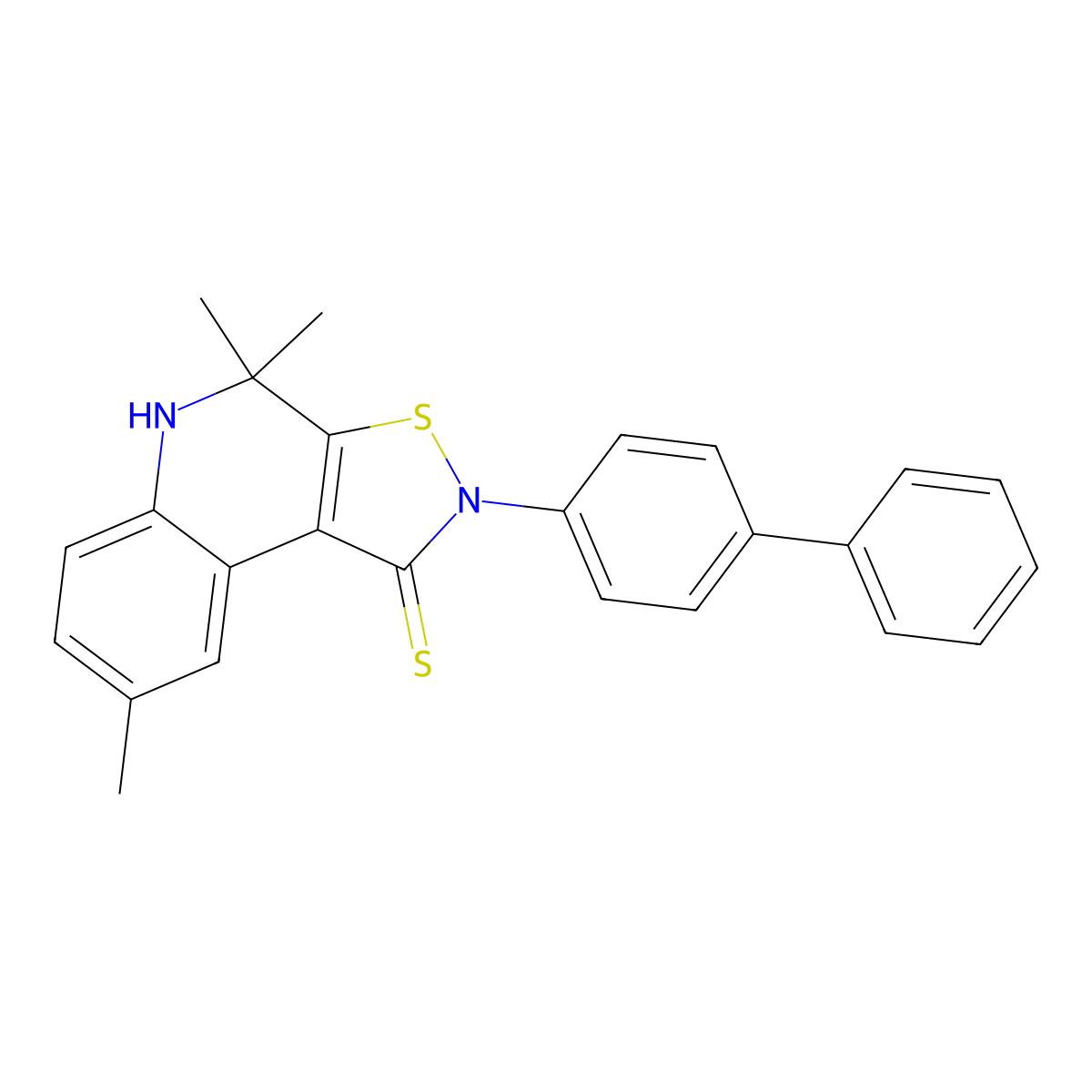 4,4,8-trimethyl-2-(4-phenylphenyl)-5H-[1,2]thiazolo[5,4-c]quinoline-1-thione molecular structure, CAS 332019-76-8
