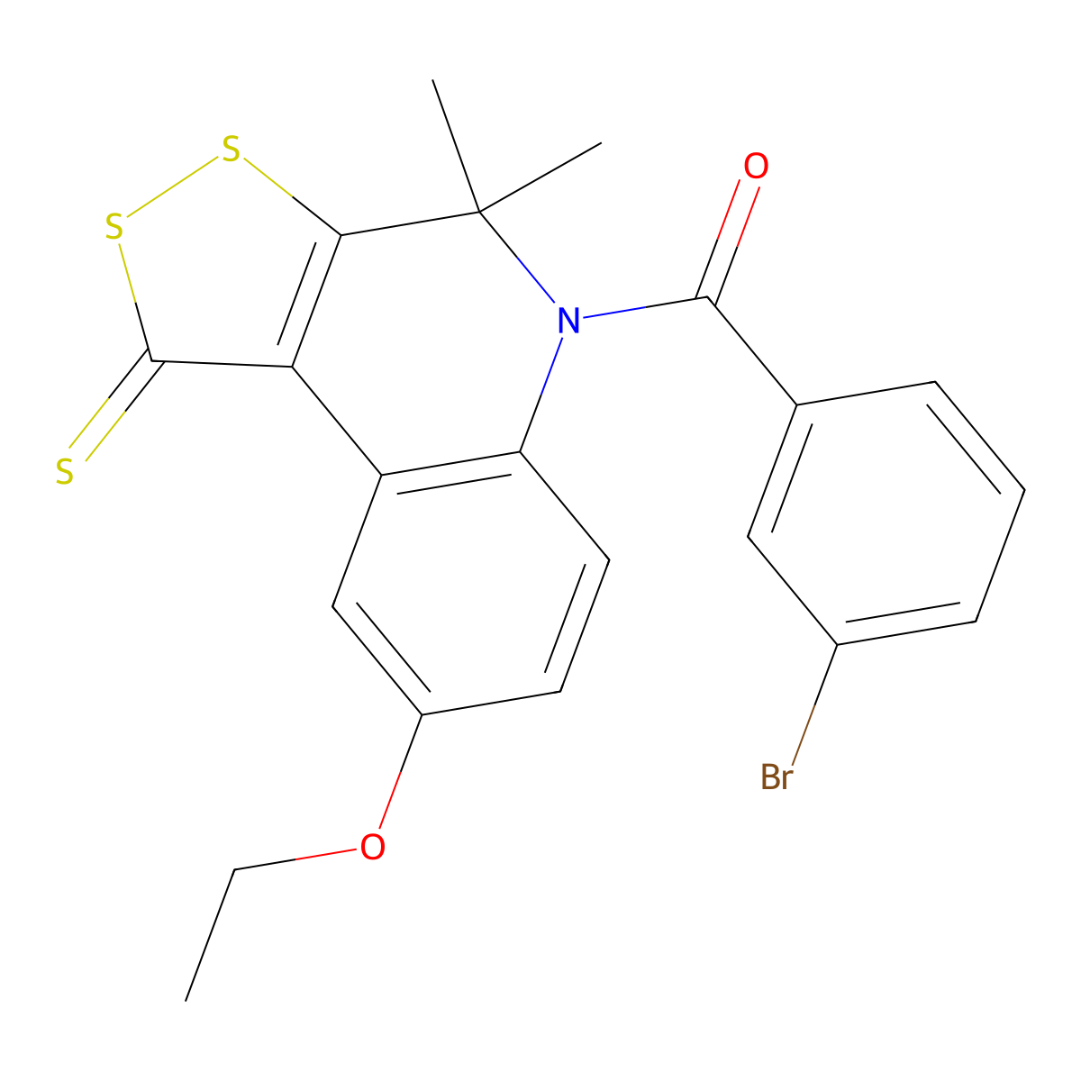 5-(3-bromobenzoyl)-8-ethoxy-4,4-dimethyl-4,5-dihydro-1H-[1,2]dithiolo[3,4-c]quinoline-1-thione molecular structure, CAS 332019-87-1