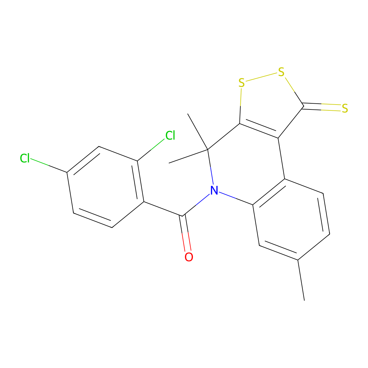 5-(2,4-dichlorobenzoyl)-4,4,7-trimethyl-4,5-dihydro-1H-[1,2]dithiolo[3,4-c]quinoline-1-thione molecular structure, CAS 332019-88-2