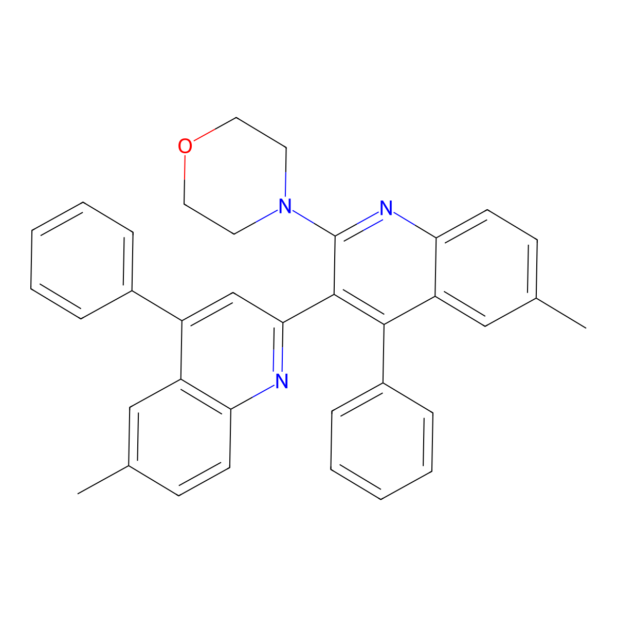 4-[6-Methyl-3-(6-methyl-4-phenylquinolin-2-yl)-4-phenylquinolin-2-yl]morpholine molecular structure, CAS 332020-03-8