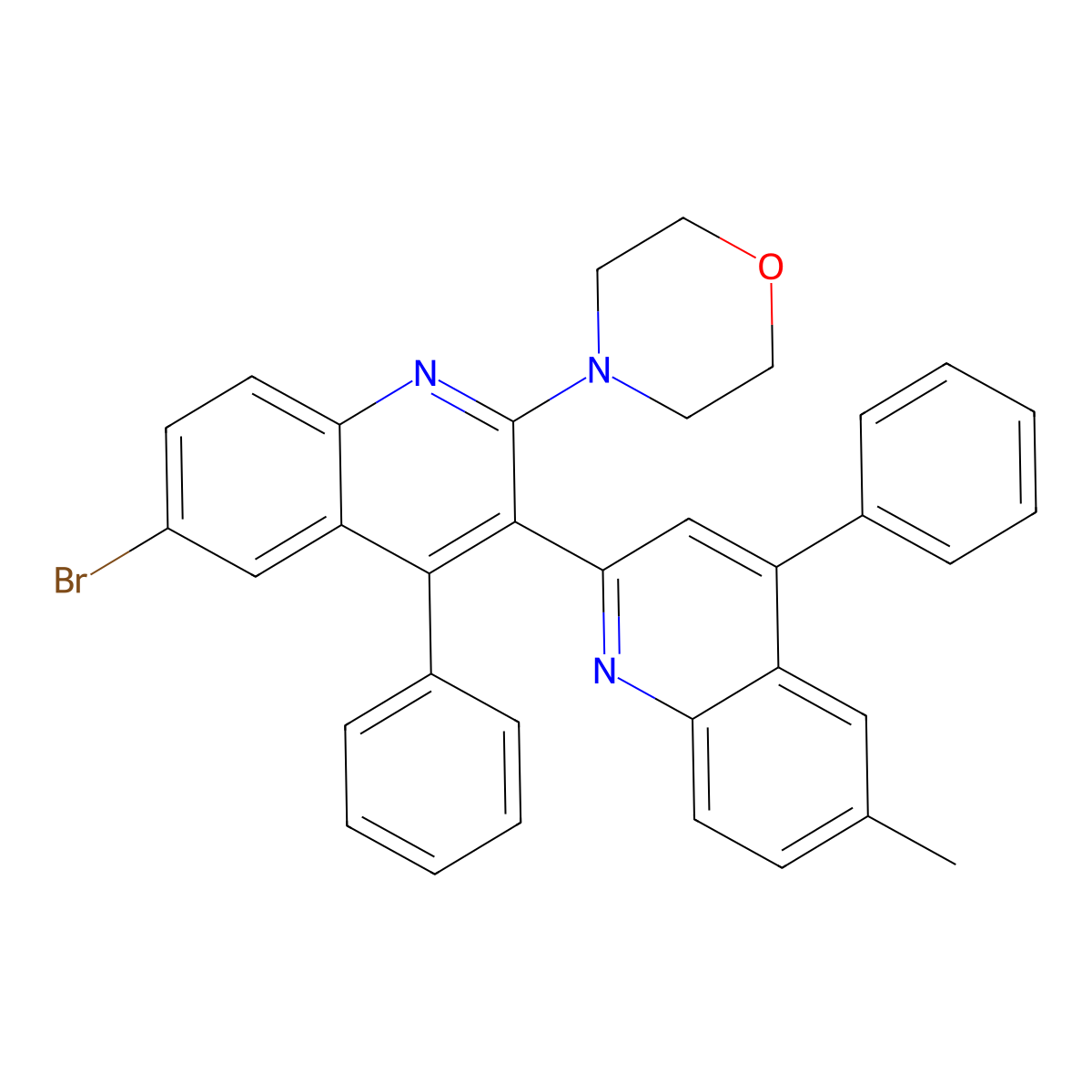 4-[6-Bromo-3-(6-methyl-4-phenylquinolin-2-yl)-4-phenylquinolin-2-yl]morpholine molecular structure, CAS 332020-04-9