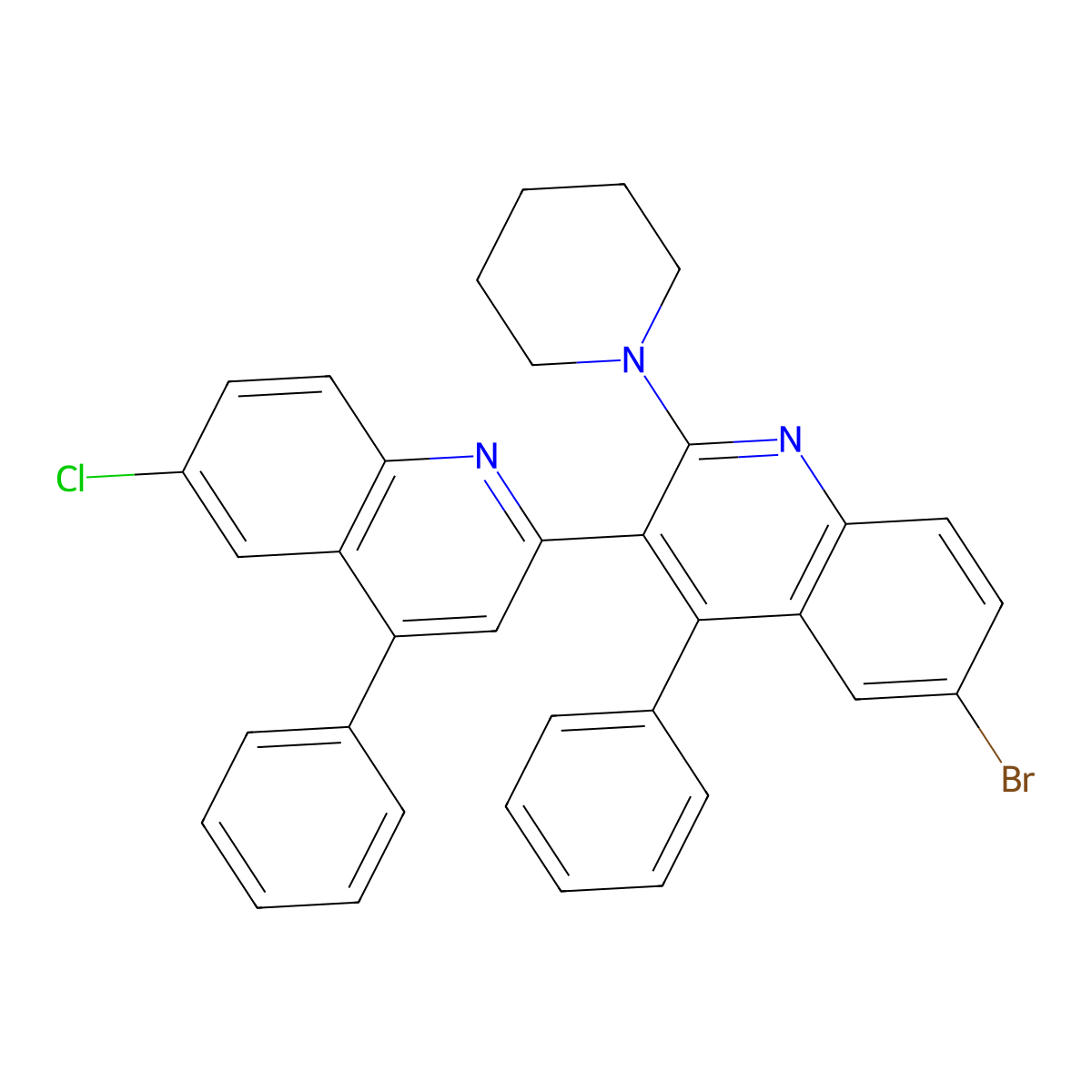 6'-Bromo-6-chloro-2'-(1-piperidinyl)-2,3'-bis[4-phenylquinoline] molecular structure, CAS 332020-05-0
