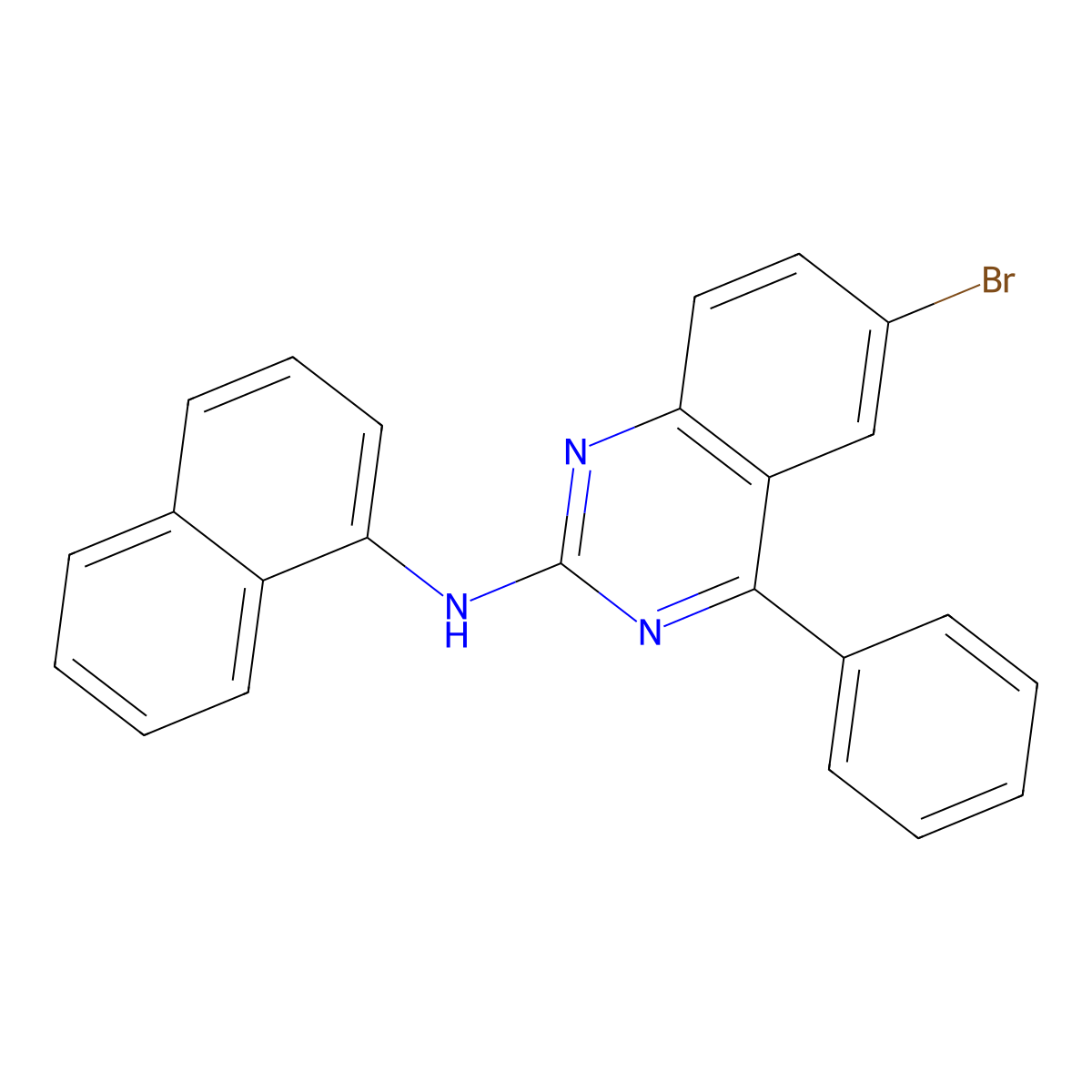 6-bromo-N-(naphthalen-1-yl)-4-phenylquinazolin-2-amine molecular structure, CAS 332020-12-9