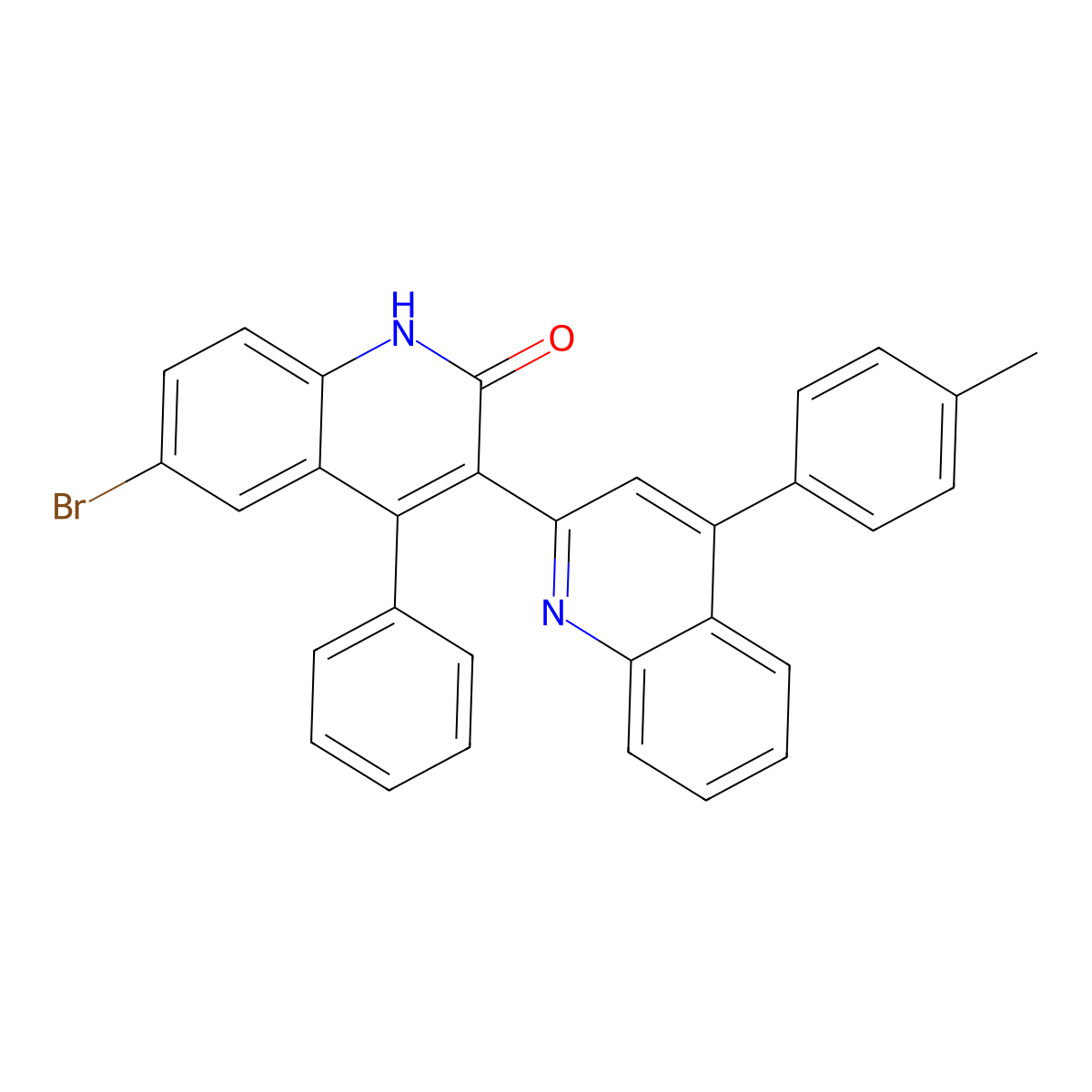 6-bromo-3-[4-(4-methylphenyl)quinolin-2-yl]-4-phenyl-1H-quinolin-2-one molecular structure, CAS 332020-13-0