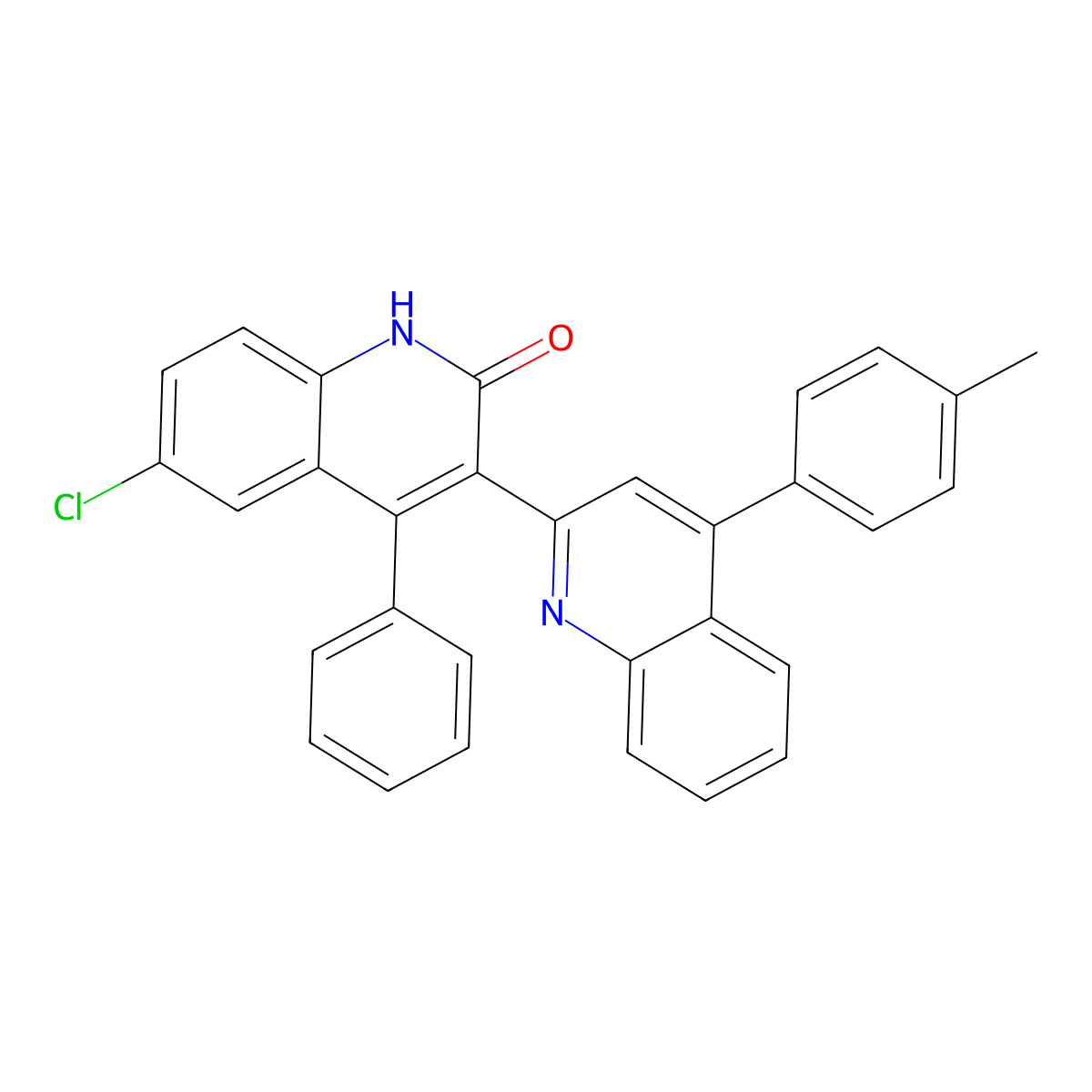 6-chloro-3-[4-(4-methylphenyl)quinolin-2-yl]-4-phenyl-1H-quinolin-2-one molecular structure, CAS 332020-19-6