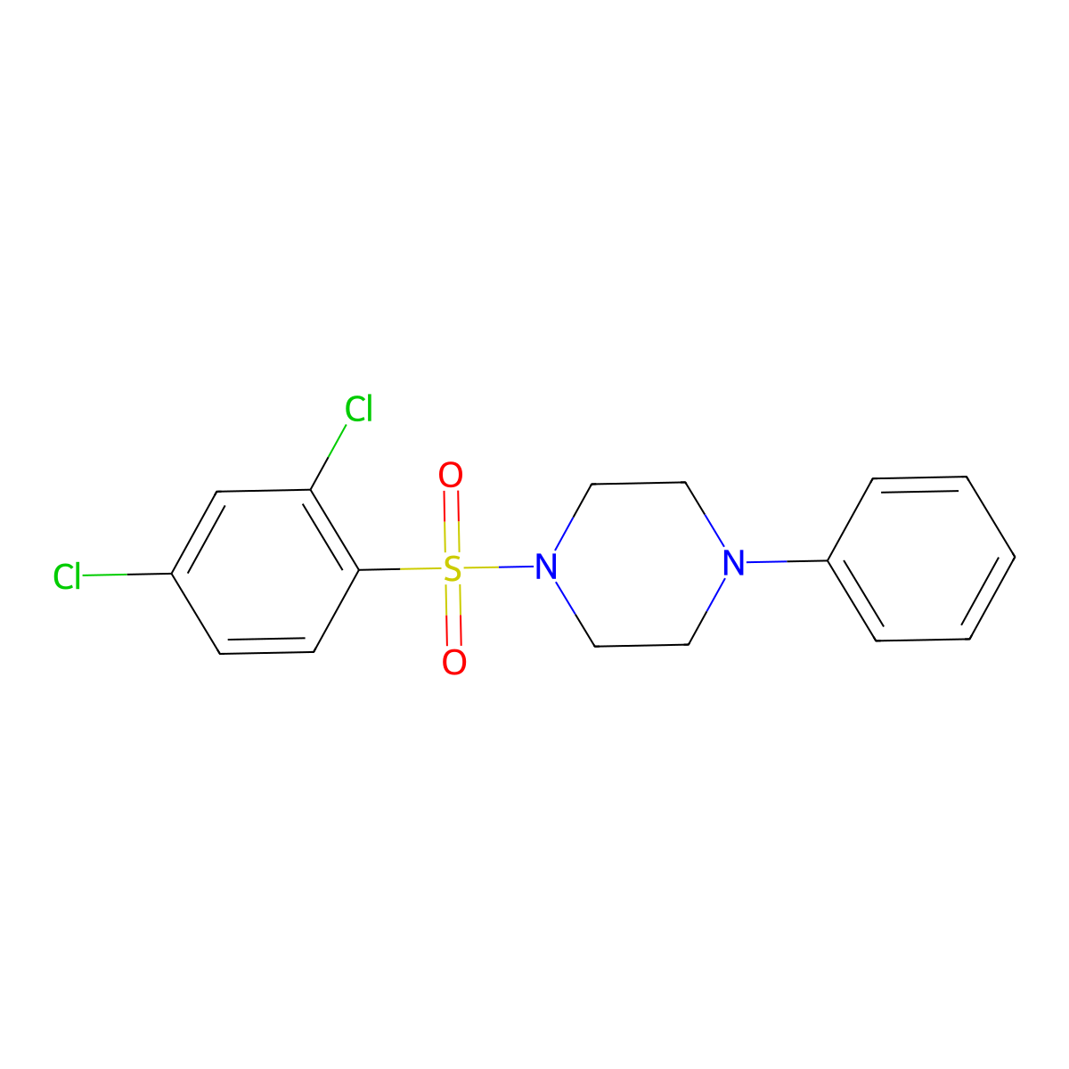 1-(2,4-Dichlorobenzenesulfonyl)-4-phenylpiperazine molecular structure, CAS 332020-71-0