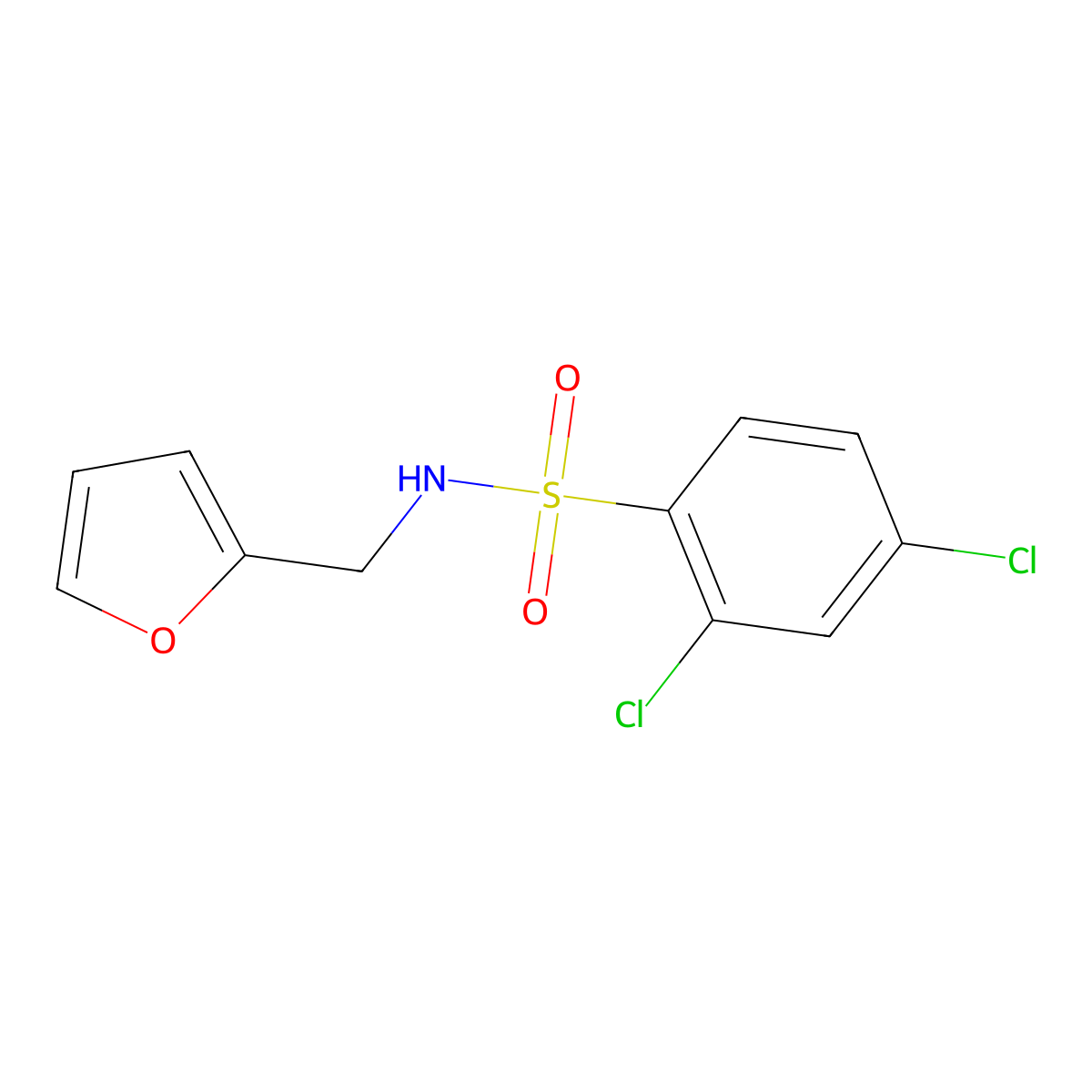 2,4-dichloro-N-(furan-2-ylmethyl)benzenesulfonamide molecular structure, CAS 332020-73-2