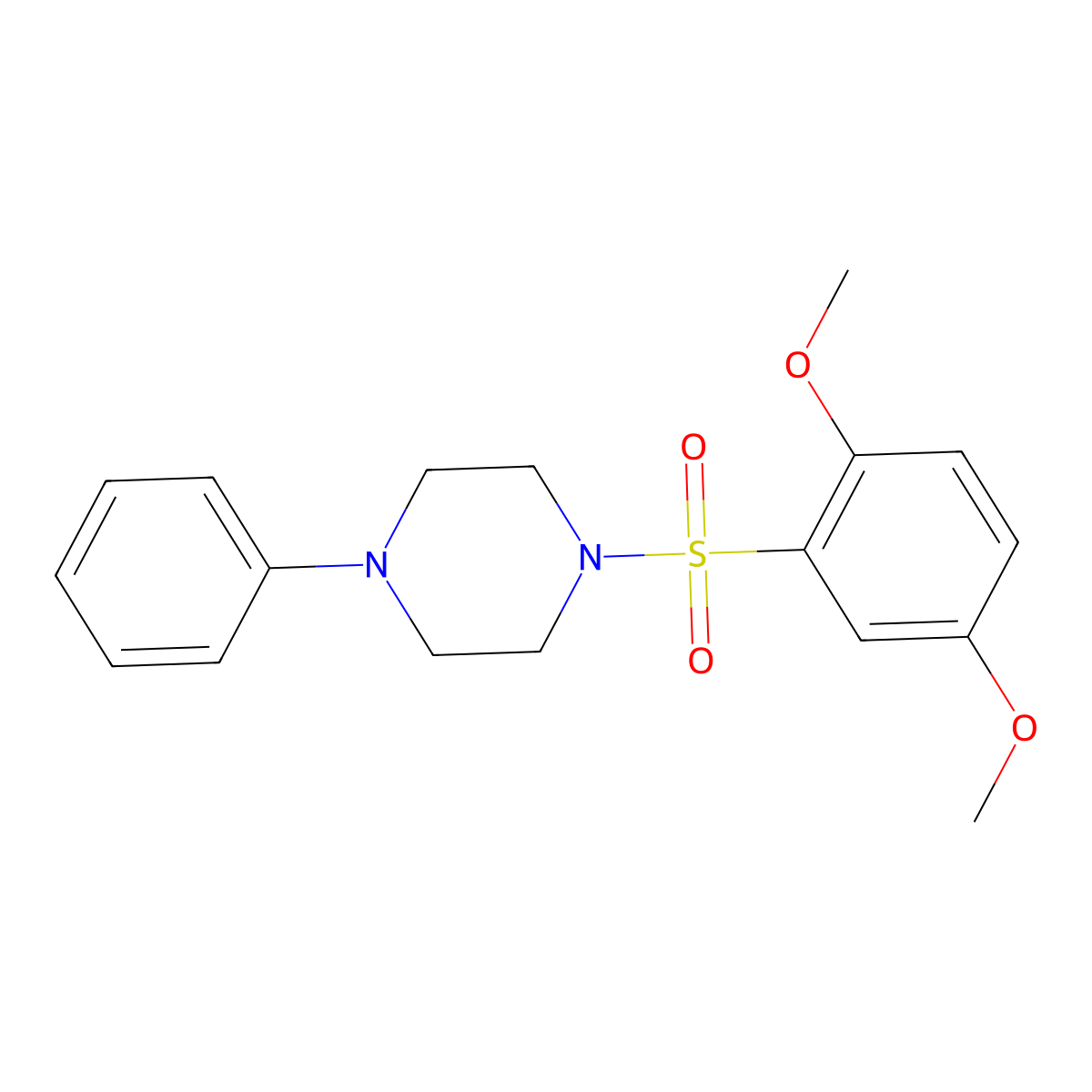 1-((2,5-Dimethoxyphenyl)sulfonyl)-4-phenylpiperazine molecular structure, CAS 332021-06-4