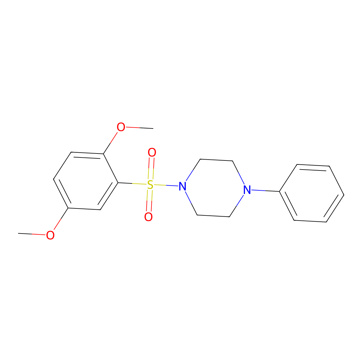 1-((2,5-Dimethoxyphenyl)sulfonyl)-4-phenylpiperazine molecular structure, CAS 332021-06-4