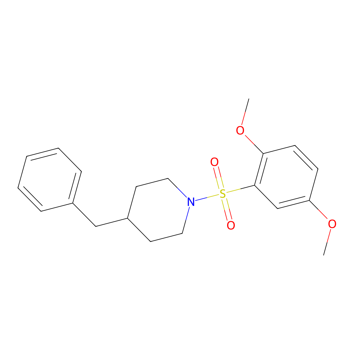 4-Benzyl-1-(2,5-dimethoxyphenyl)sulfonylpiperidine molecular structure, CAS 332021-10-0