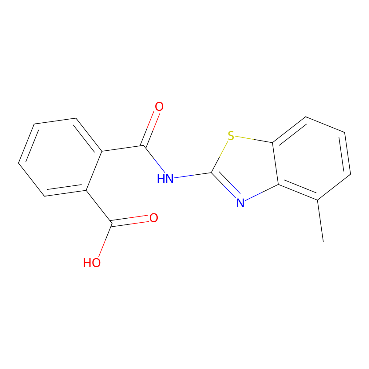 2-(((4-Methyl-1,3-benzothiazol-2-yl)amino)carbonyl)benzoic acid molecular structure, CAS 332021-18-8