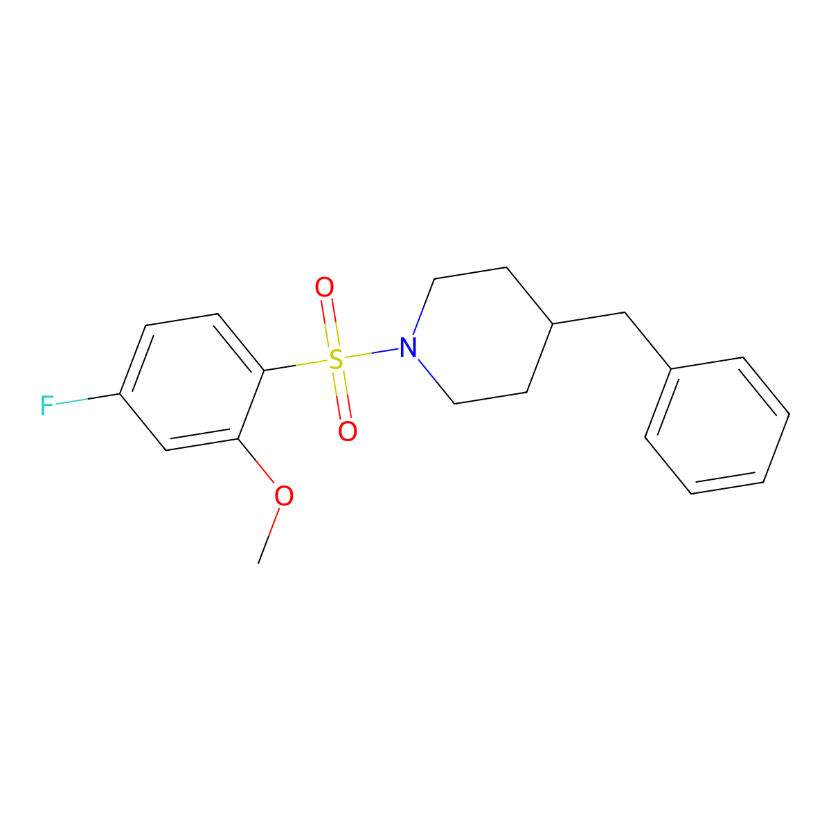 4-Benzyl-1-[(4-fluoro-2-methoxyphenyl)sulfonyl]piperidine molecular structure, CAS 332021-35-9