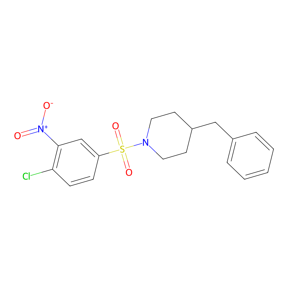 4-Benzyl-1-(4-chloro-3-nitrobenzenesulfonyl)piperidine molecular structure, CAS 332021-39-3