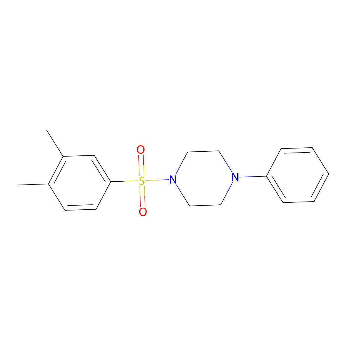 1-[(3,4-Dimethylphenyl)sulfonyl]-4-phenylpiperazine molecular structure, CAS 332021-45-1