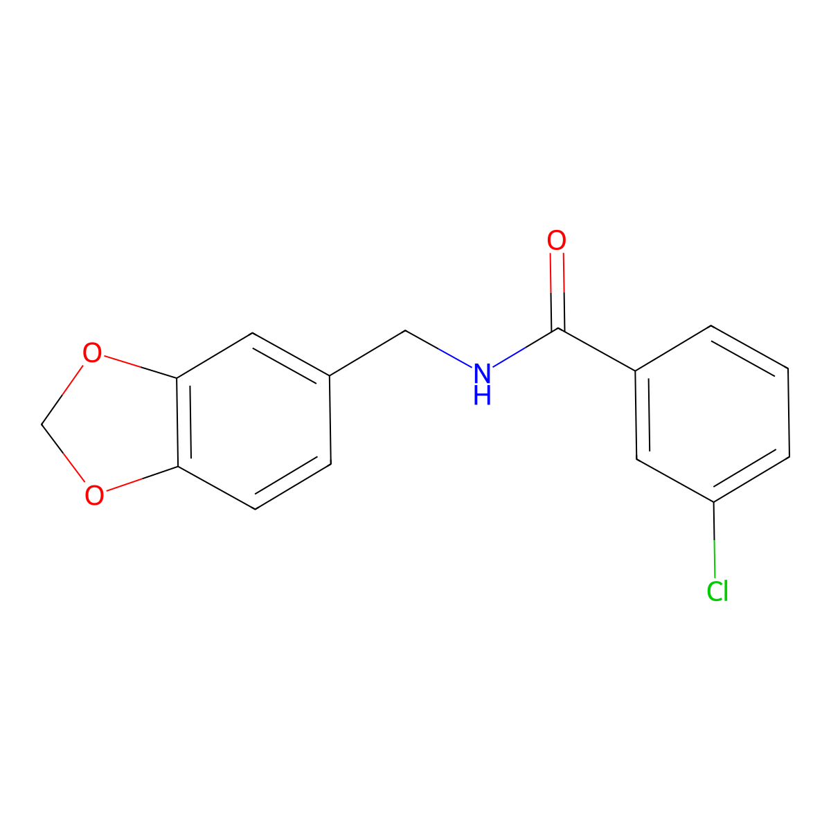 N-(1,3-benzodioxol-5-ylmethyl)-3-chlorobenzamide molecular structure, CAS 332021-53-1