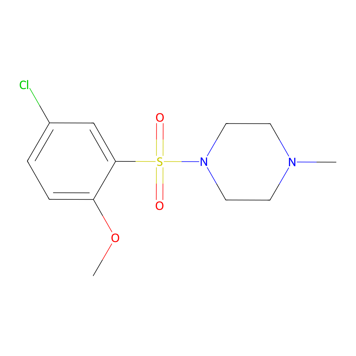 1-(5-Chloro-2-methoxyphenyl)sulfonyl-4-methylpiperazine molecular structure, CAS 332021-59-7