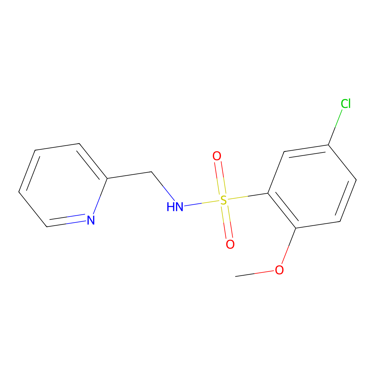 5-chloro-2-methoxy-N-(pyridin-2-ylmethyl)benzenesulfonamide molecular structure, CAS 332021-60-0