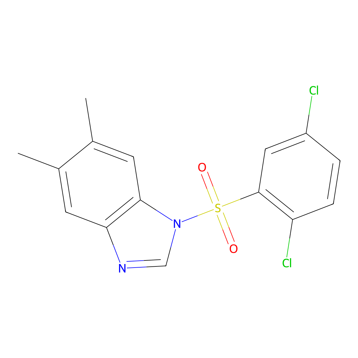 1-(2,5-Dichlorophenyl)sulfonyl-5,6-dimethylbenzimidazole molecular structure, CAS 332021-75-7