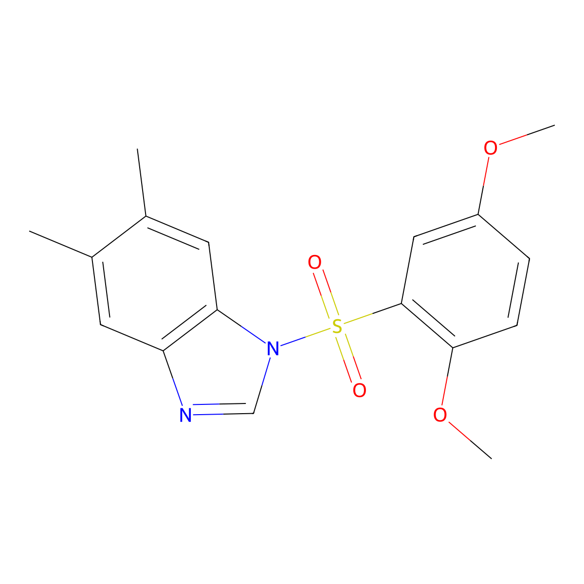 1-(2,5-Dimethoxyphenyl)sulfonyl-5,6-dimethylbenzimidazole molecular structure, CAS 332021-82-6